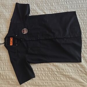 Red Kap Retro Atomic Music Patch Button-Up Mechanics Shirt Men’s Medium Black